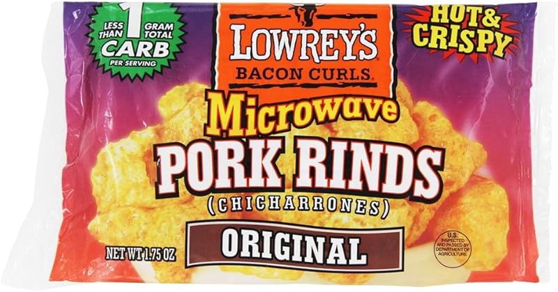 Lowreys Microwave Pork Rinds Bacon Curls Microwave Chicharrones